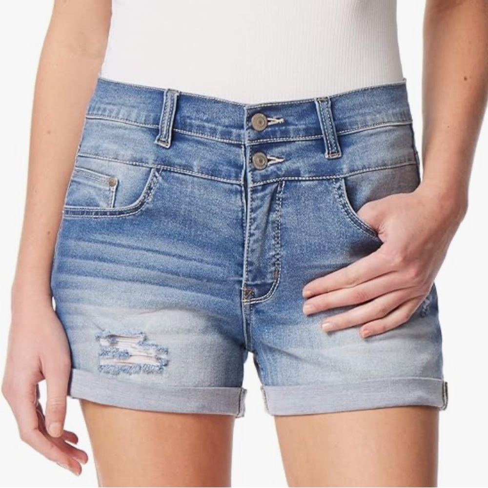 WallFlower Women's Sassy Denim Shorts High-Rise Insta Soft